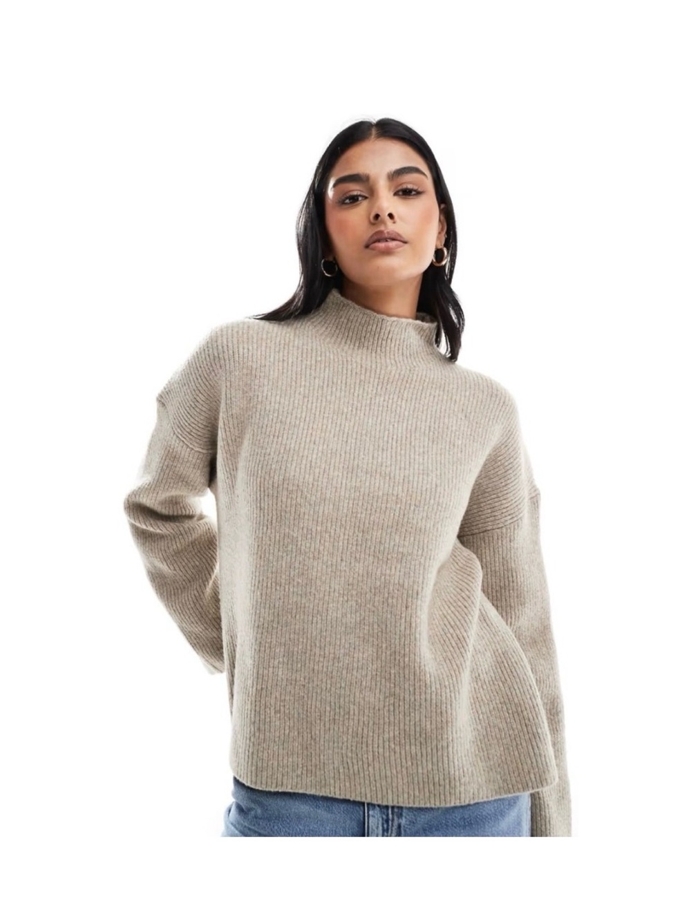 Taupe chunky mock neck sweater